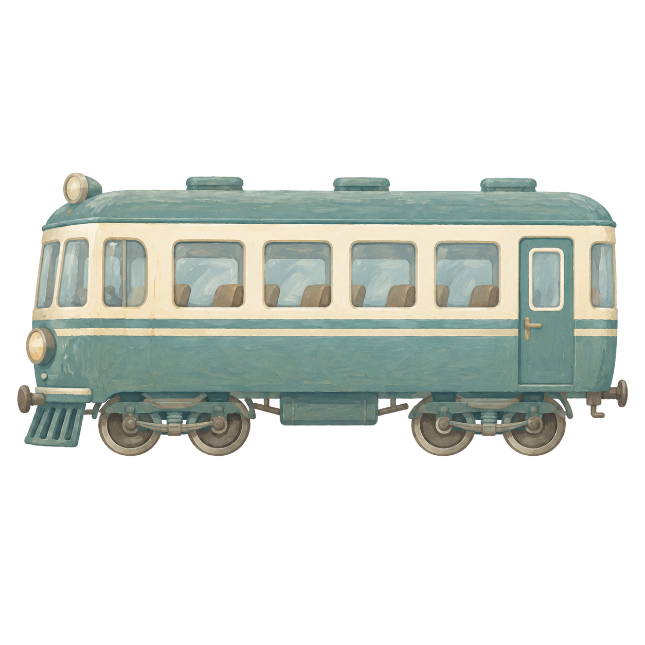 Gouache icon of a passenger train