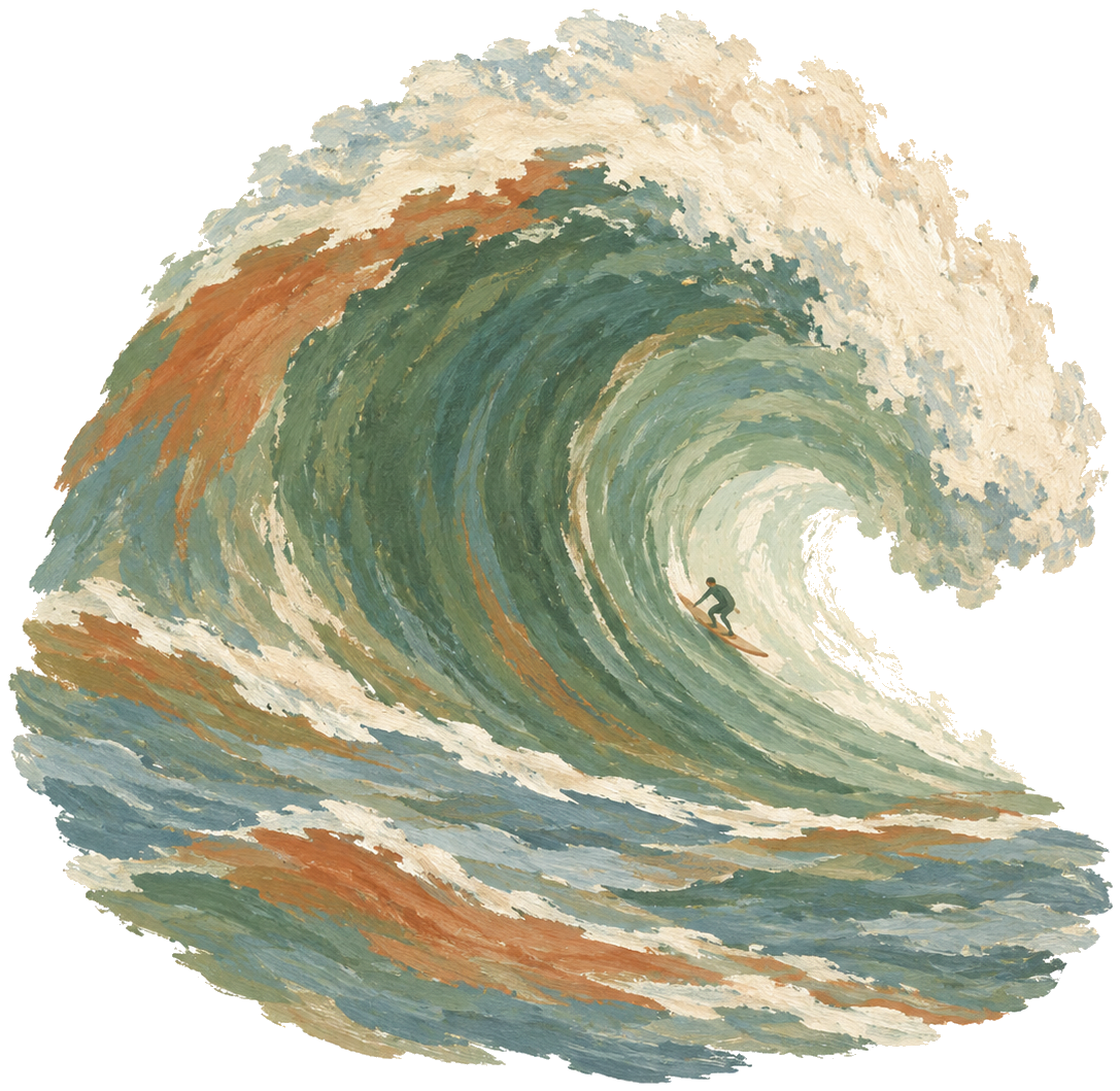 Gouache icon of an ocean wave