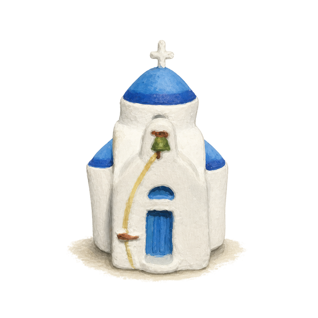 Santorini piece 1, gouache illustration