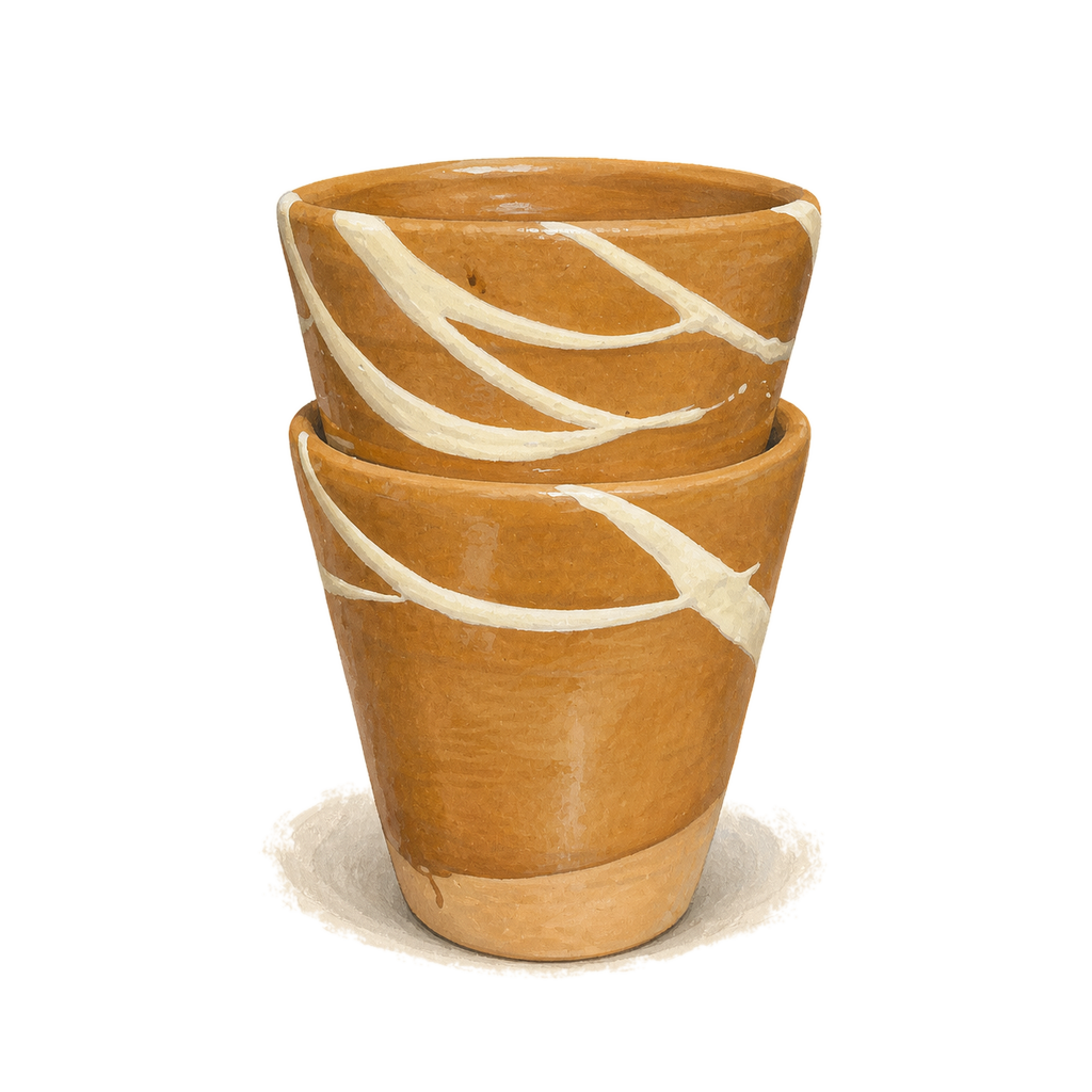 Madrid terracotta cups, gouache illustration