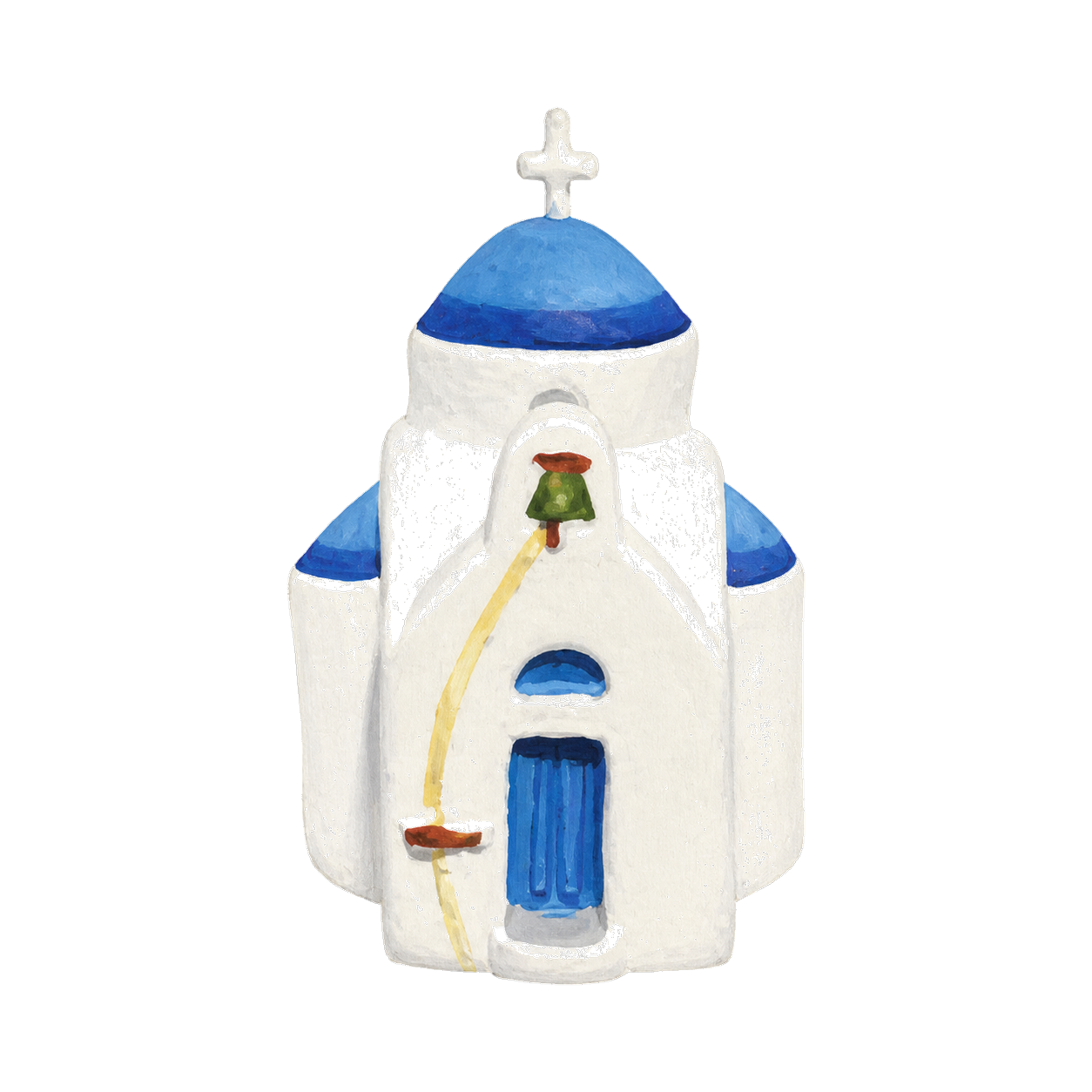 Santorini plate, gouache illustration